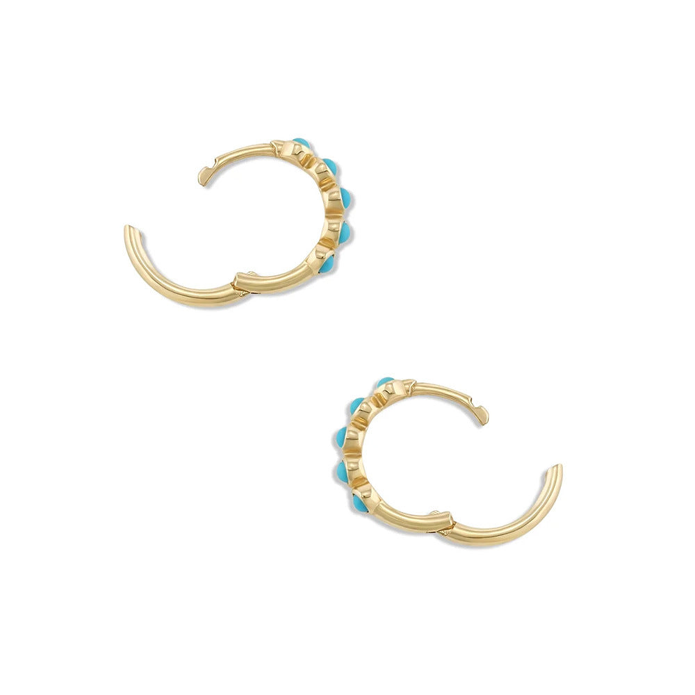 Boucles d’Oreilles Turquoise – Rêve Bleu, Argent Plaqué Or