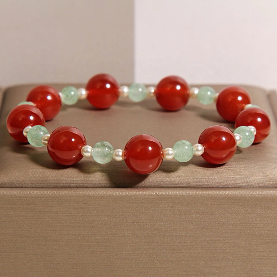 Bracelet Agate Rouge et Quartz Fraise Vert – Éclat Vital