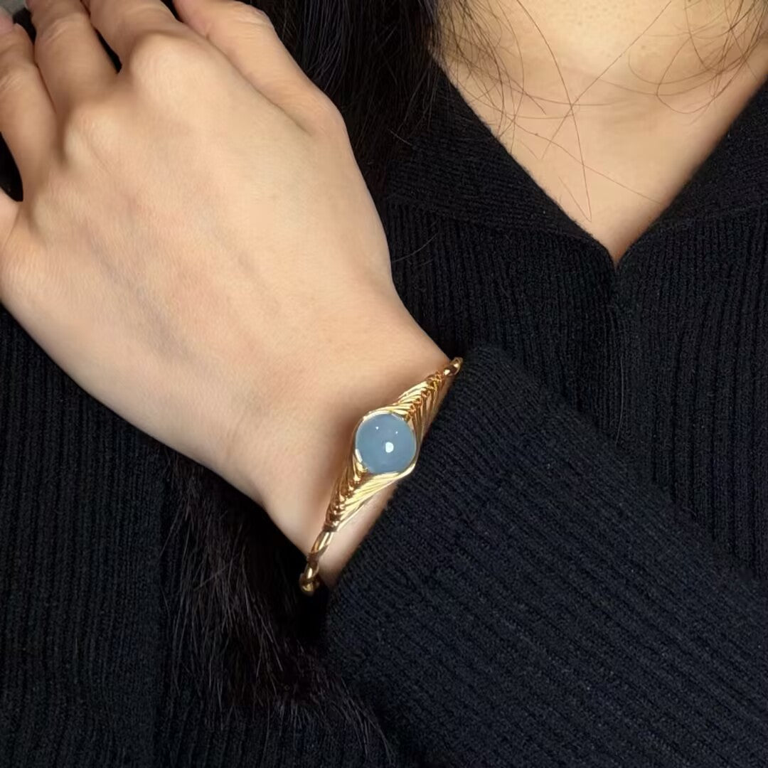 Bracelet Aigue Marine – Vortex Doré