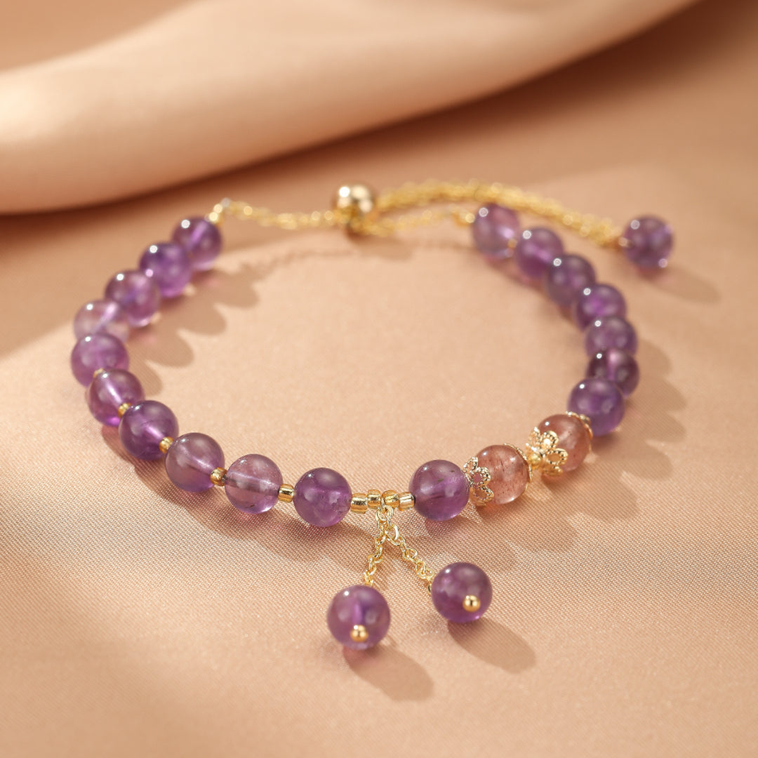 Bracelet Améthyste et Quartz Fraise – Aura Splendide