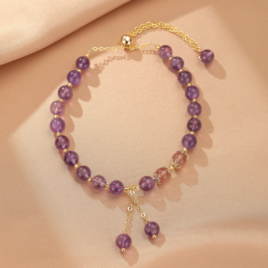 Bracelet Améthyste et Quartz Fraise – Aura Splendide