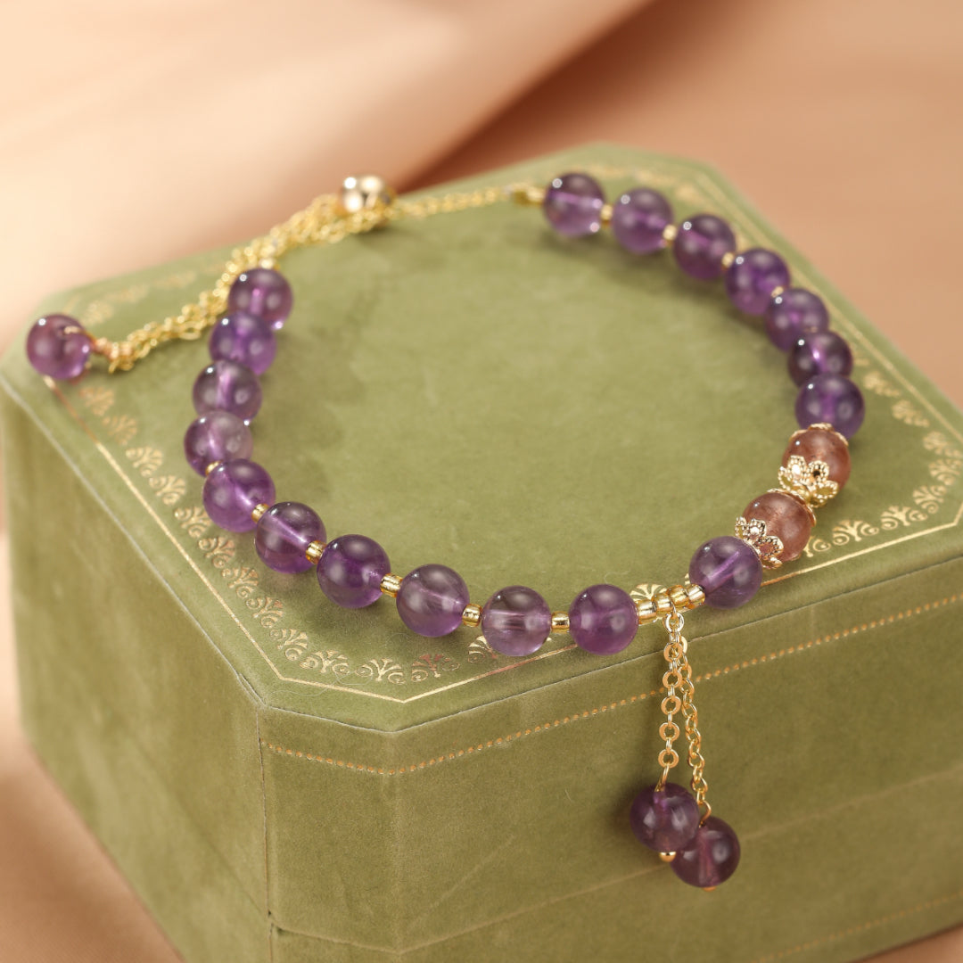 Bracelet Améthyste et Quartz Fraise – Aura Splendide