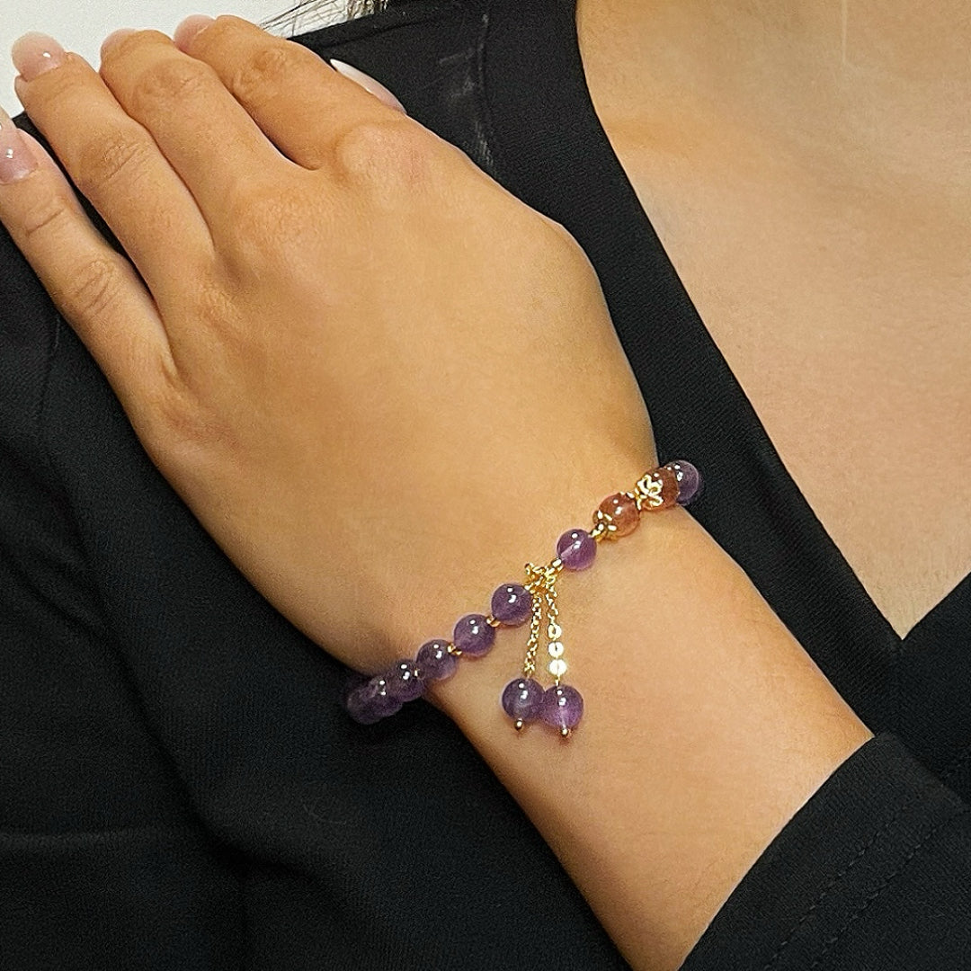 Bracelet Améthyste et Quartz Fraise – Aura Splendide