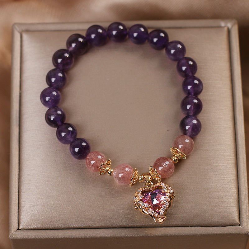 Bracelet Améthyste et Quartz Fraise – Espoir