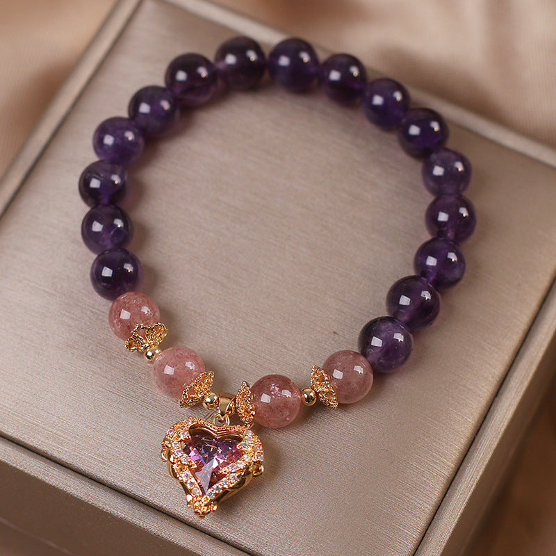 Bracelet Améthyste et Quartz Fraise – Espoir
