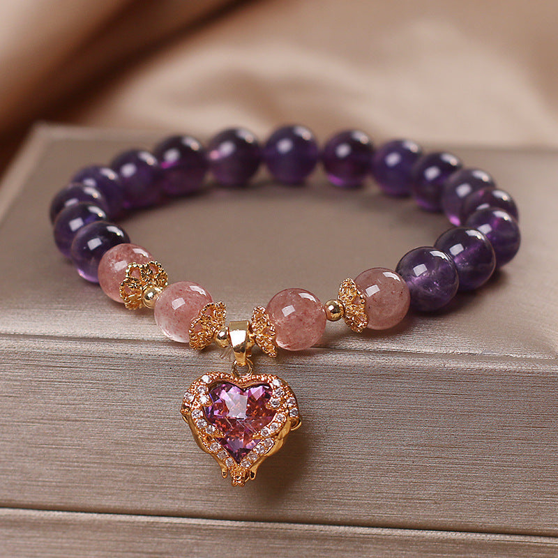 Bracelet Améthyste et Quartz Fraise – Espoir