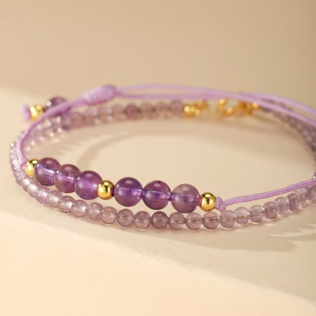Bracelet Améthyste – Frisson Mystère, Argent Plaqué Or 14K
