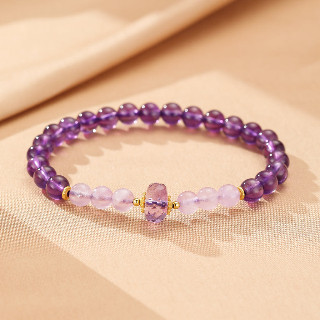Bracelet Améthyste – Harmonie Éclatante, Argent Plaqué Or