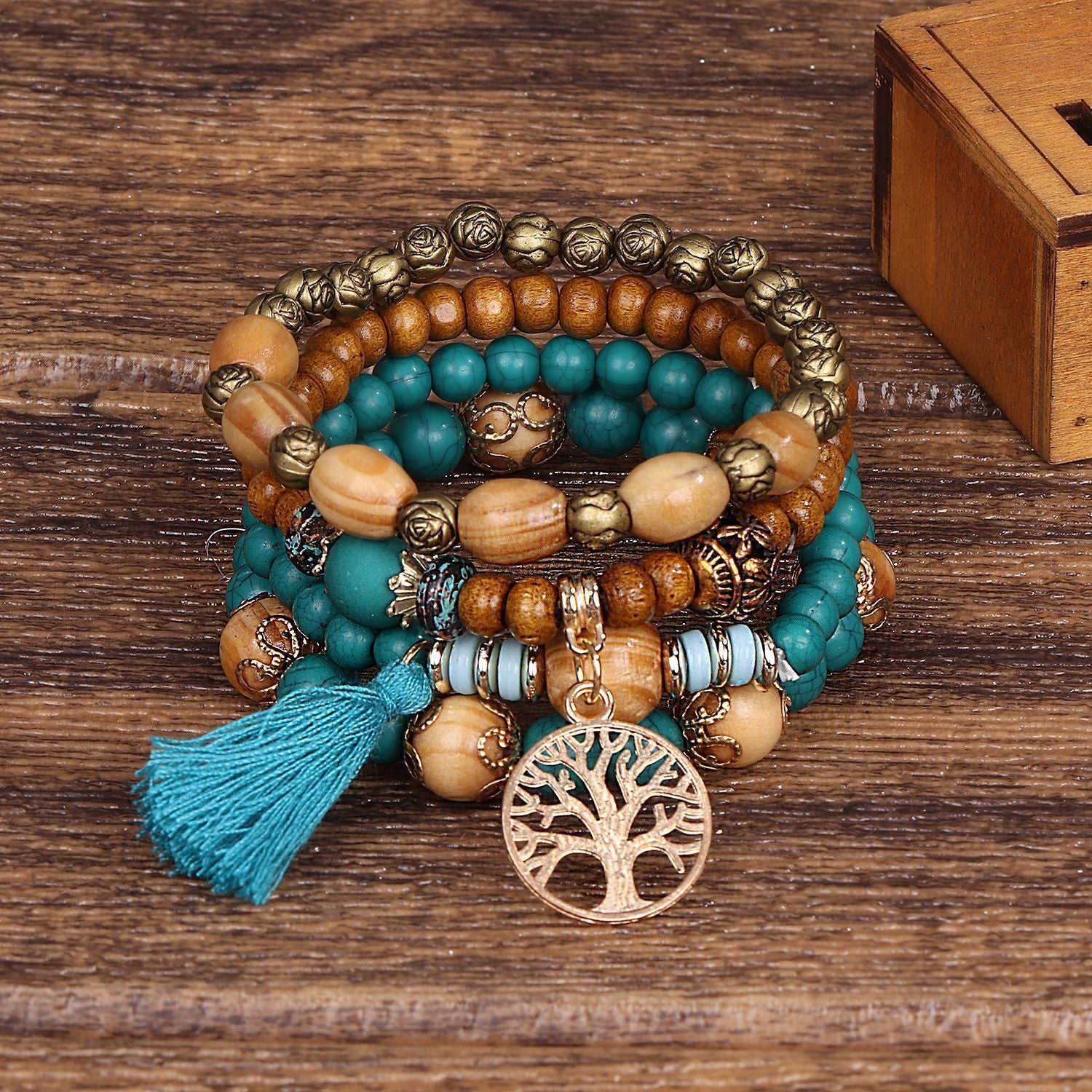 Bracelet 'Abundance' Tree of Life in Wood