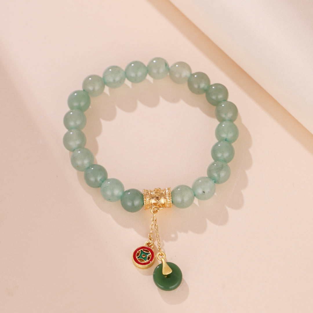 Bracelet Aventurine – Éclat de Paix, Plaqué Or