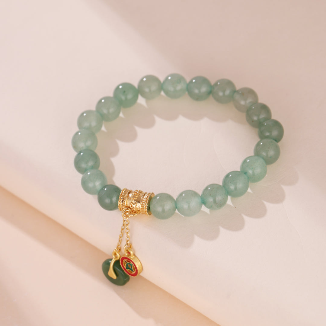 Bracelet Aventurine – Éclat de Paix, Plaqué Or