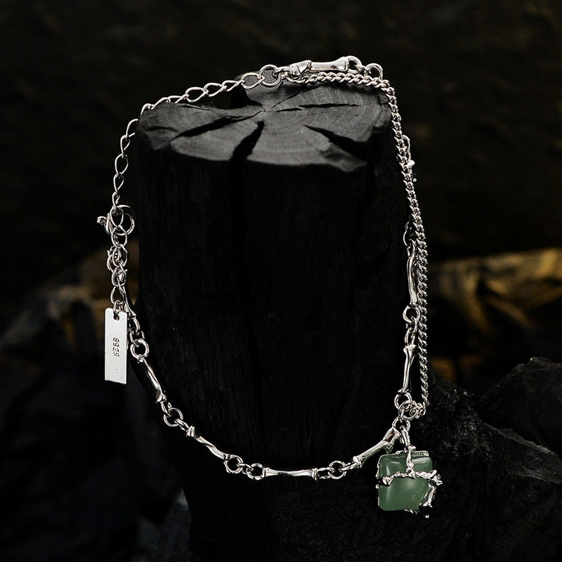 Bracelet Aventurine – Fleur de Sérénité, Argent