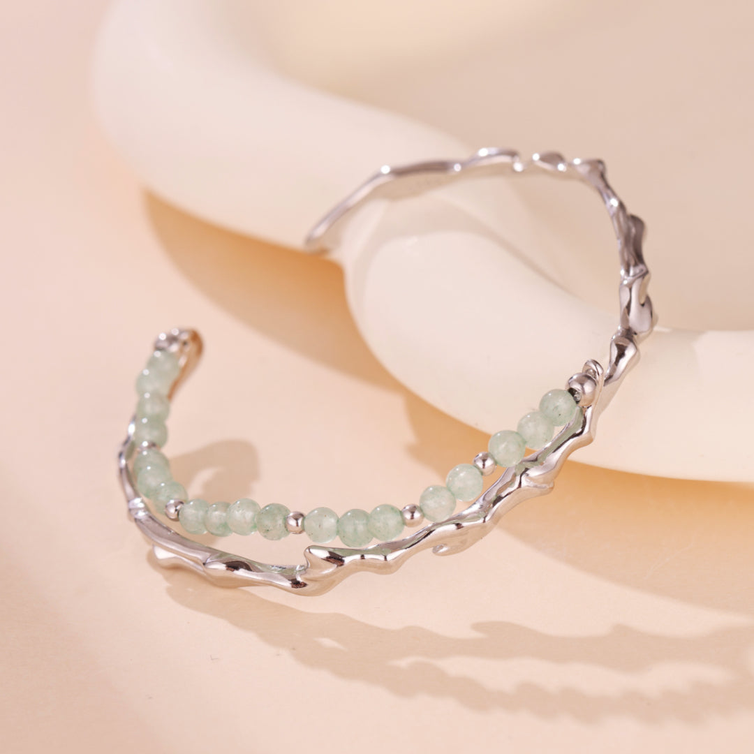 Bracelet Aventurine – Force du Bambou, Argent