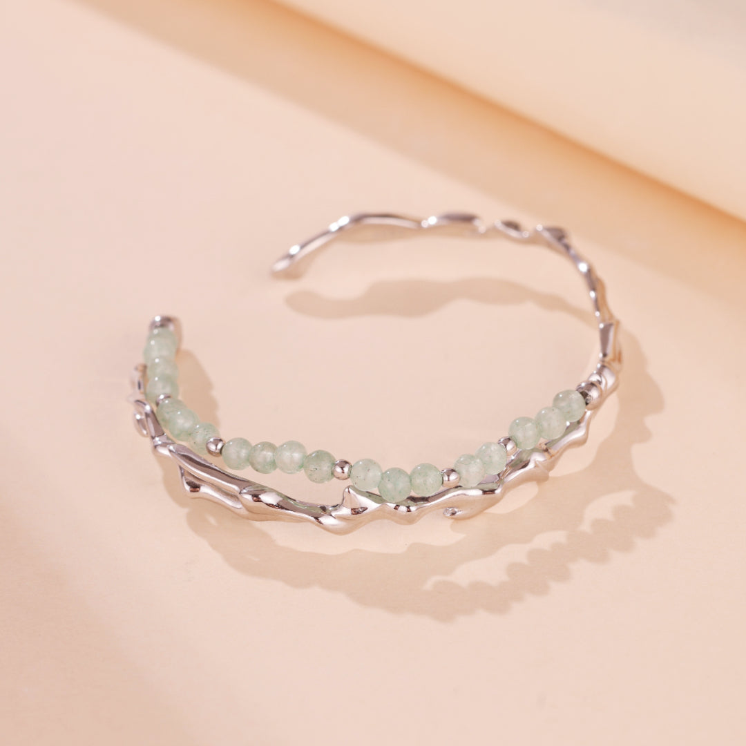Bracelet Aventurine – Force du Bambou, Argent