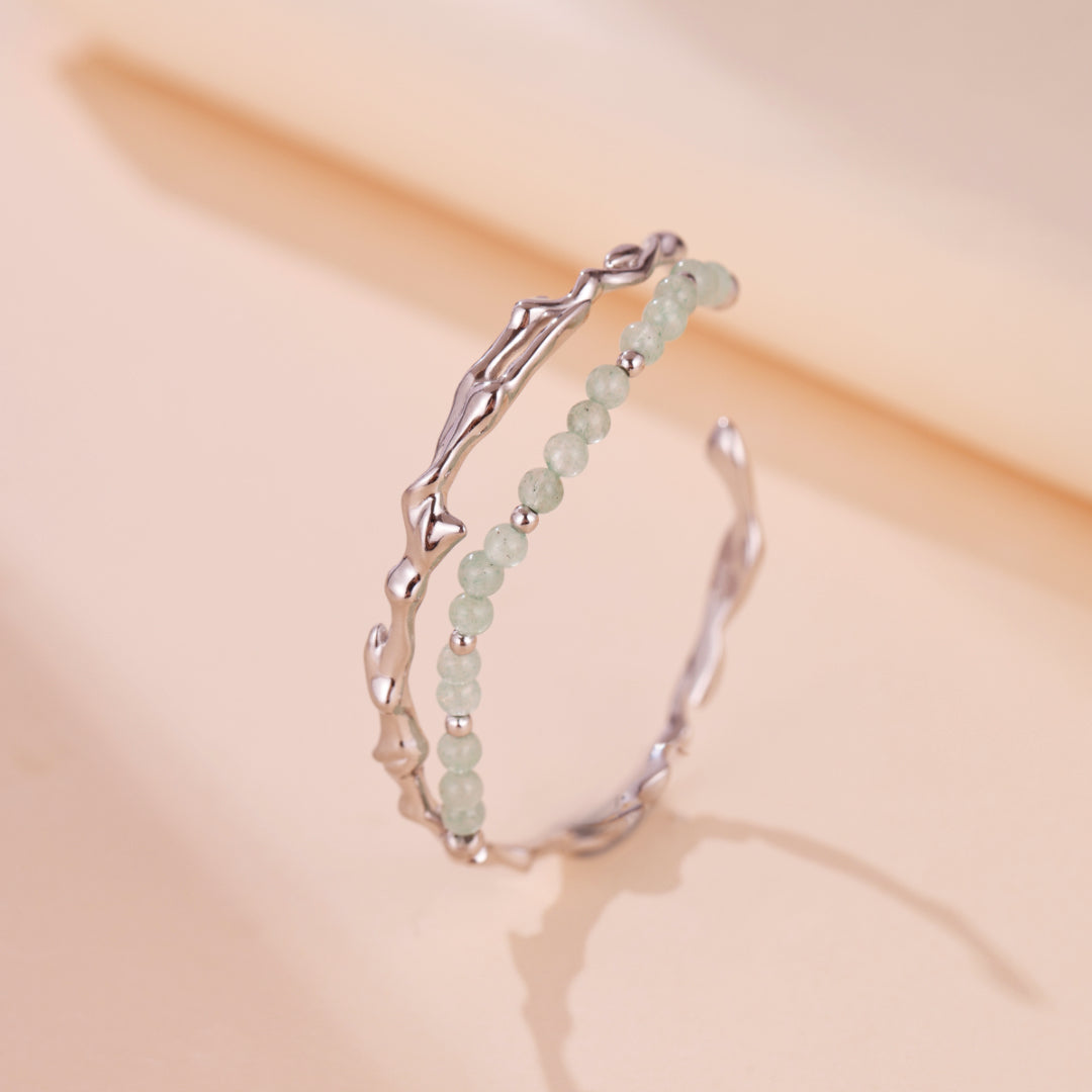 Bracelet Aventurine – Force du Bambou, Argent
