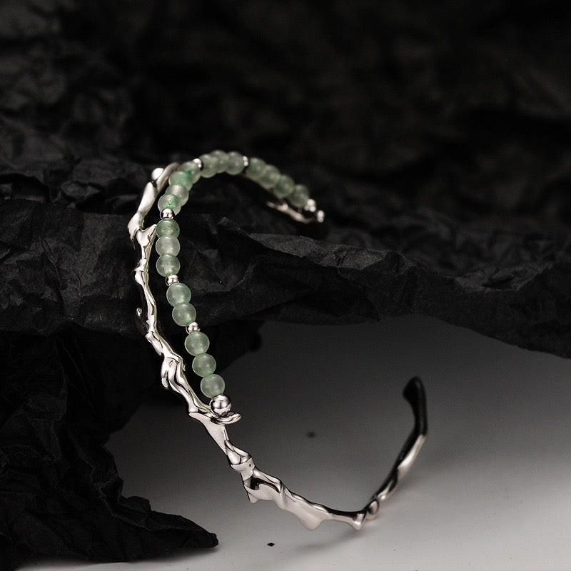 Bracelet Aventurine – Force du Bambou, Argent