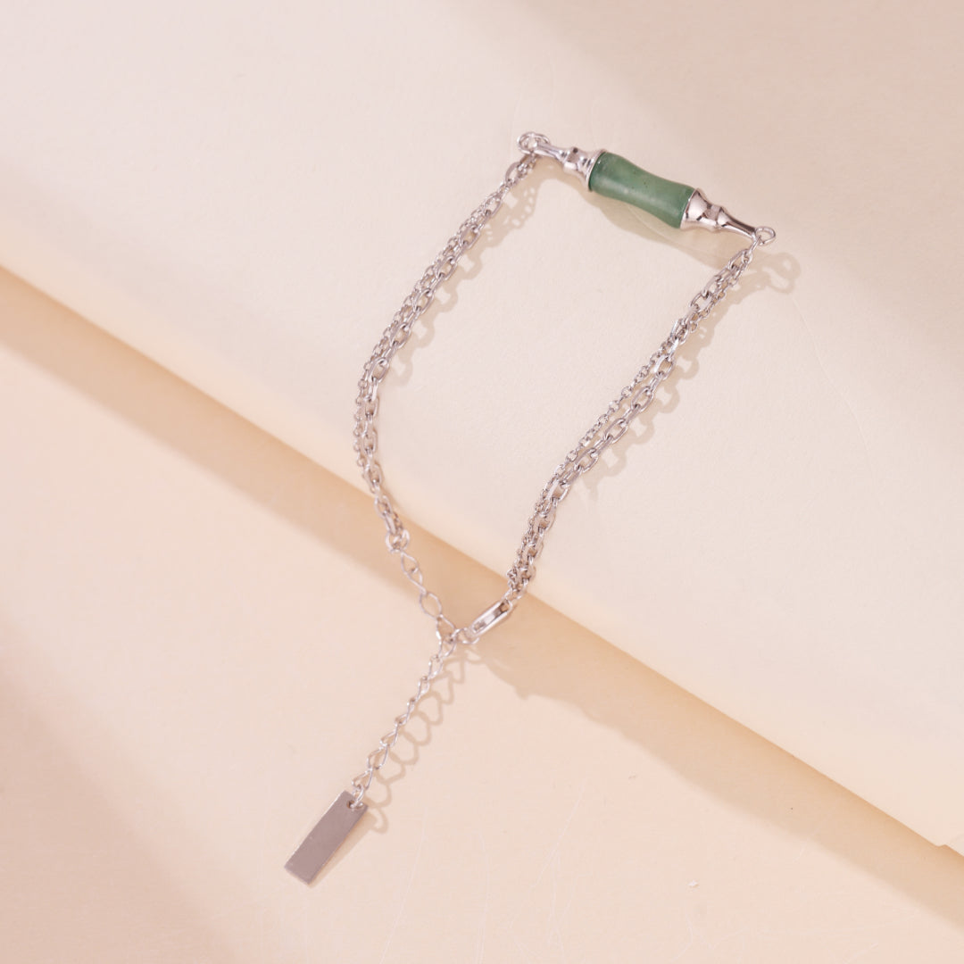 Bracelet Aventurine – Rond Bambou, Argent