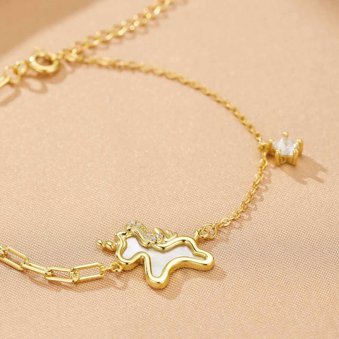 Horse Bracelet – Starry Freedom, Gold Plated Silver
