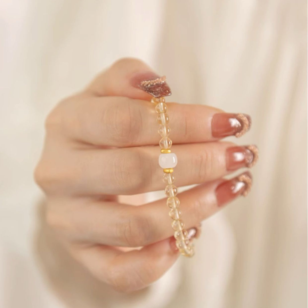 Bracelet Citrine et Jade – Aura de Prospérité
