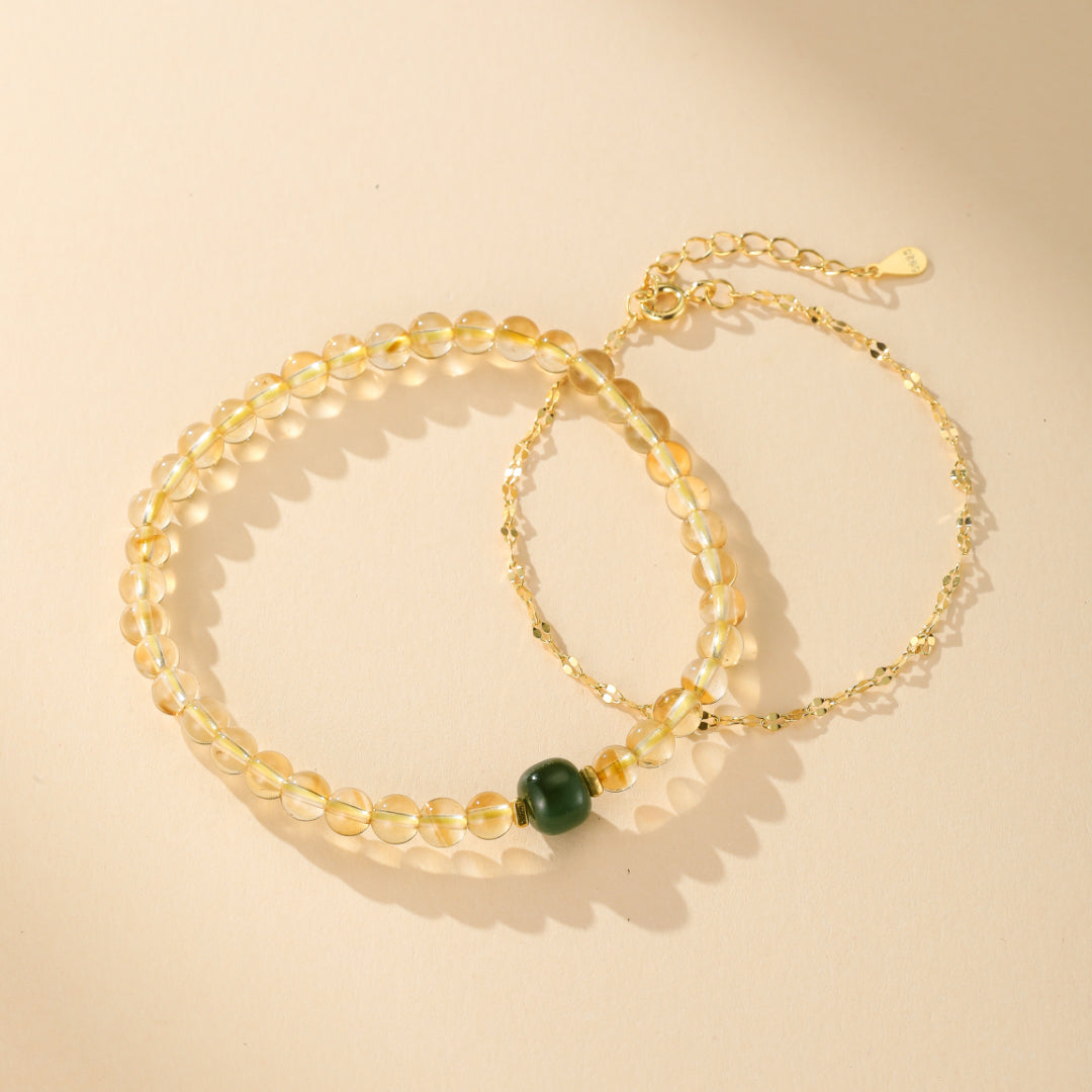 Bracelet Citrine et Jade – Aura de Prospérité