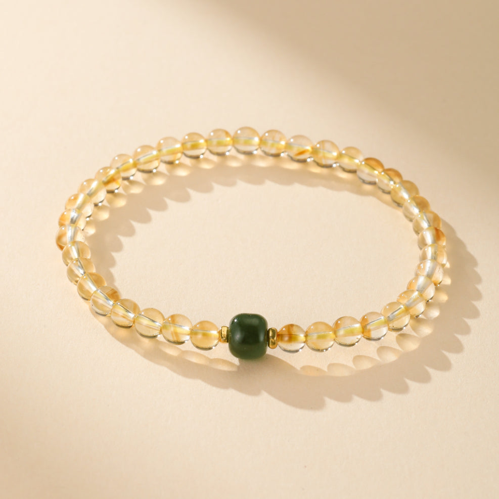 Bracelet Citrine et Jade – Aura de Prospérité