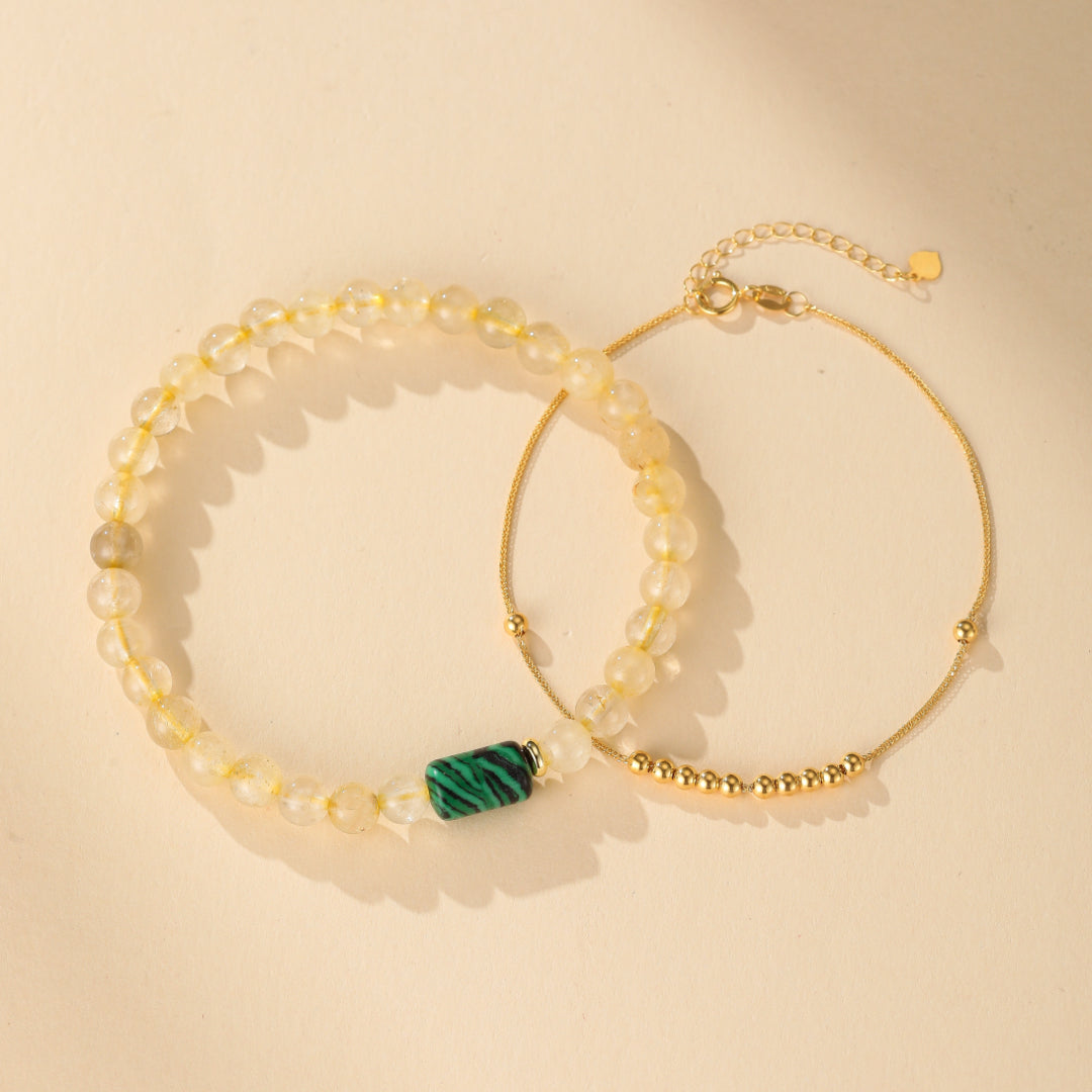 Bracelet Citrine et Malachite – Équilibre Abondant