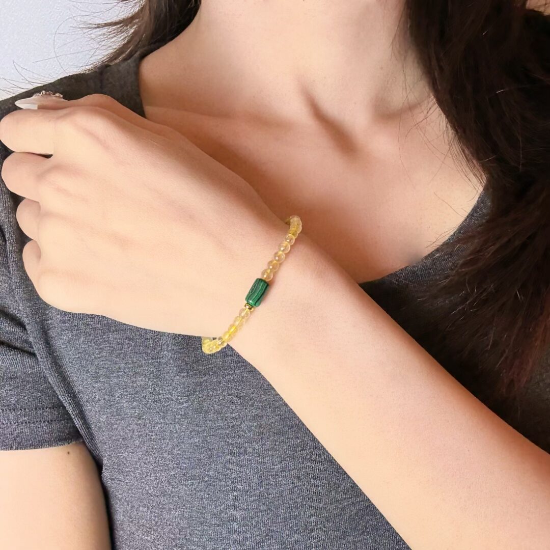 Bracelet Citrine et Malachite – Équilibre Abondant