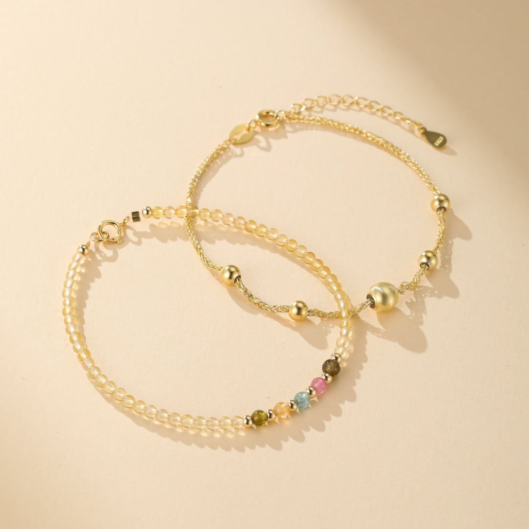 Bracelet Citrine et Tourmaline – Abondance Arc-en-Ciel