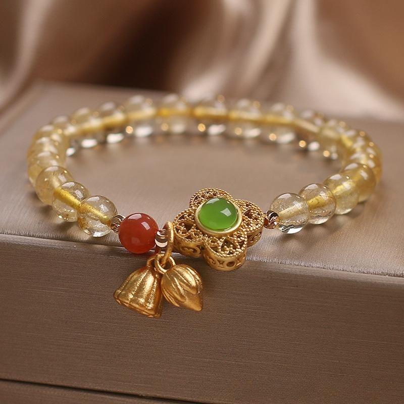 Bracelet Citrine Lotus – Prospérité et Optimisme