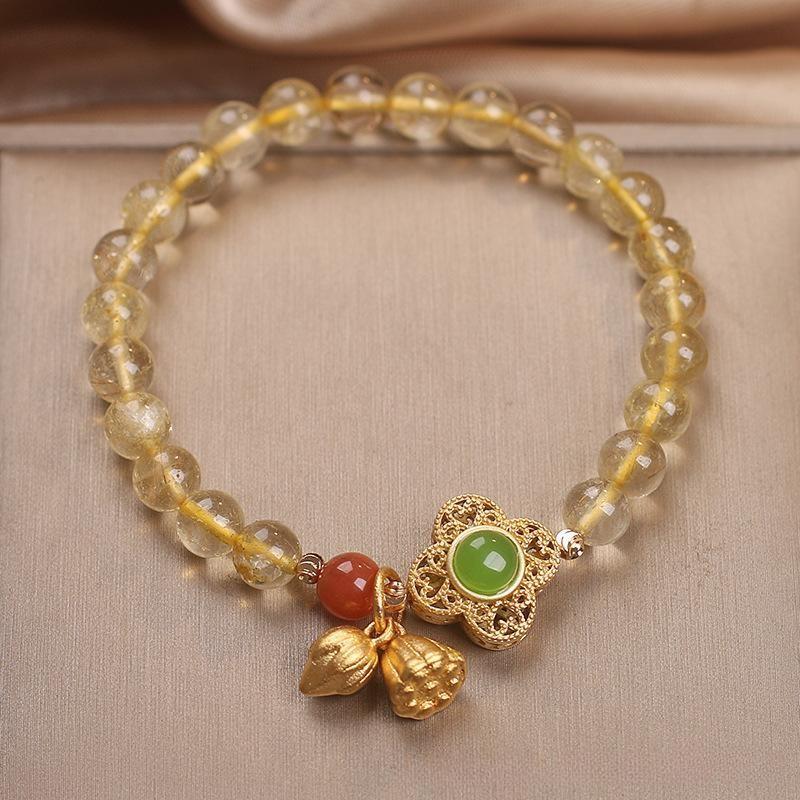 Bracelet Citrine Lotus – Prospérité et Optimisme