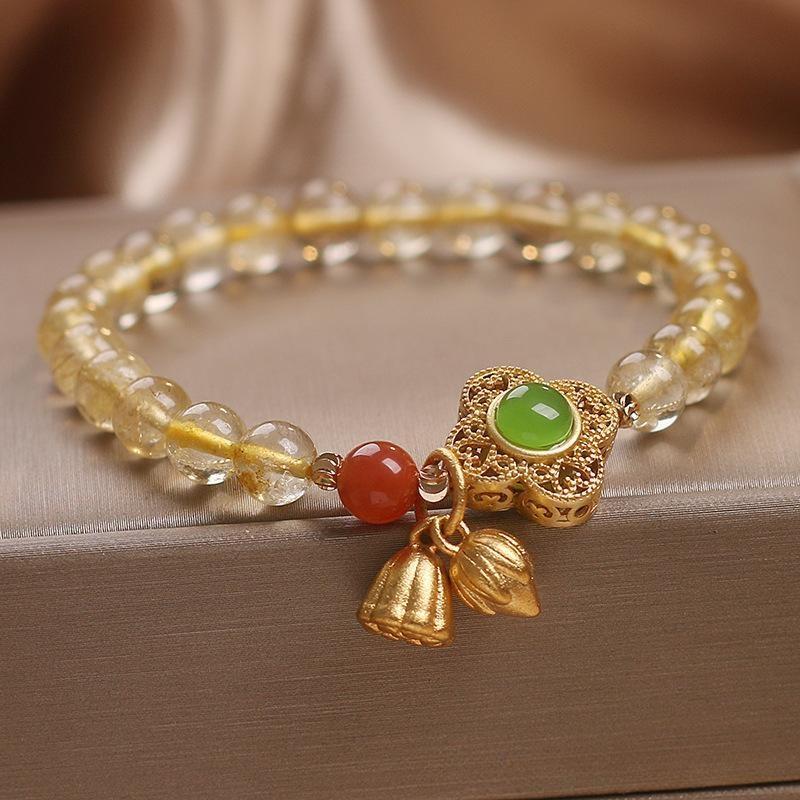 Bracelet Citrine Lotus – Prospérité et Optimisme
