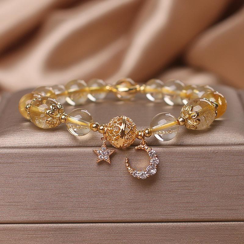 Bracelet Citrine Lune et Étoile – Rêveur