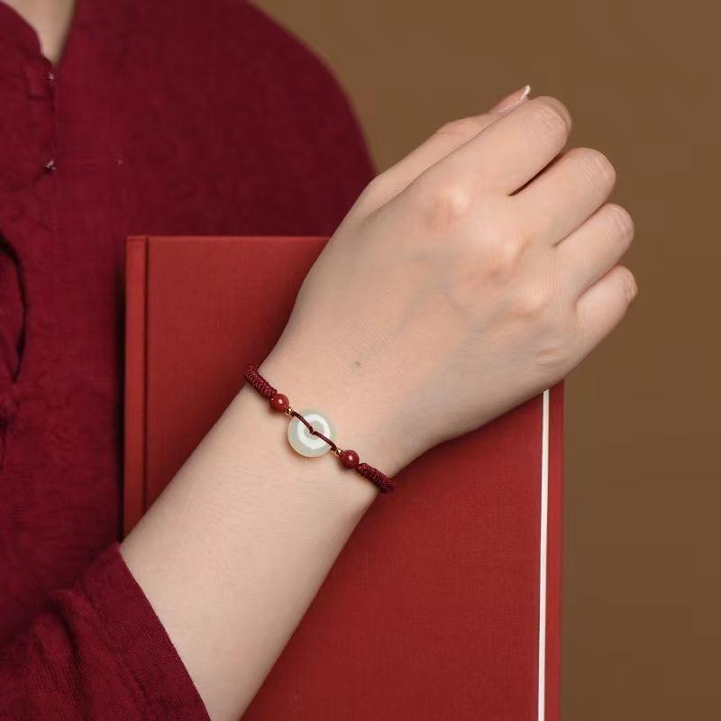 Red Thread Bracelet Jade and Cinnabar – Serenity