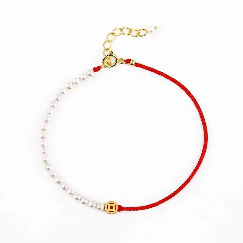 Bracelet Cordon Rouge et Perles – Harmonie d'Abondance, Argent 925