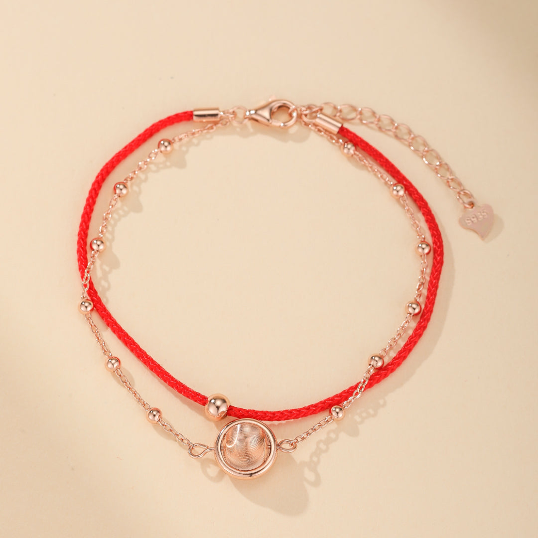 Bracelet Cordon Rouge – Roue de la Chance, Argent Plaqué Or