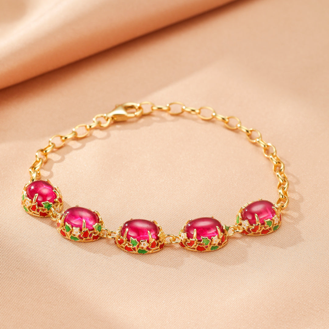 Bracelet Cornaline – Jardin Impérial, Argent