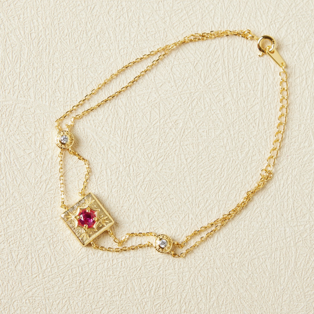 Bracelet Cornaline – Joie de vivre, Argent Plaqué Or