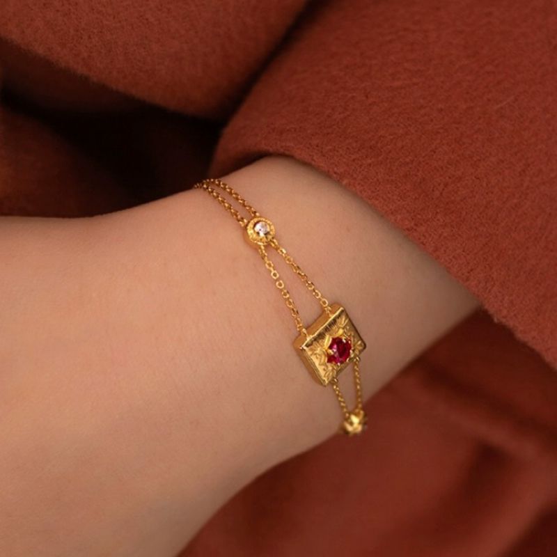 Bracelet Cornaline – Joie de vivre, Argent Plaqué Or