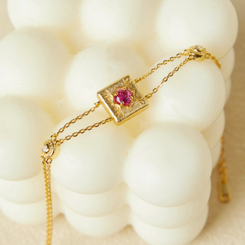 Bracelet Cornaline – Joie de vivre, Argent Plaqué Or