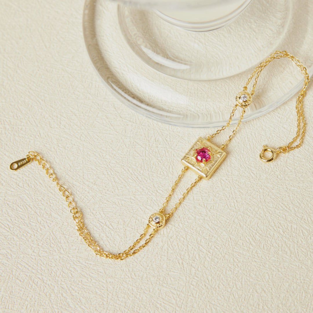 Bracelet Cornaline – Joie de vivre, Argent Plaqué Or