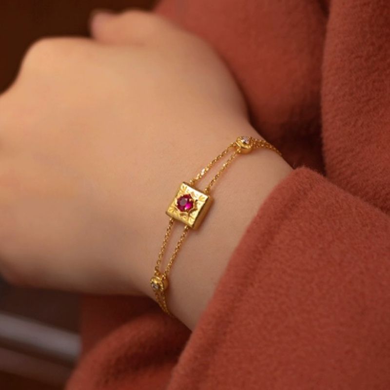 Bracelet Cornaline – Joie de vivre, Argent Plaqué Or