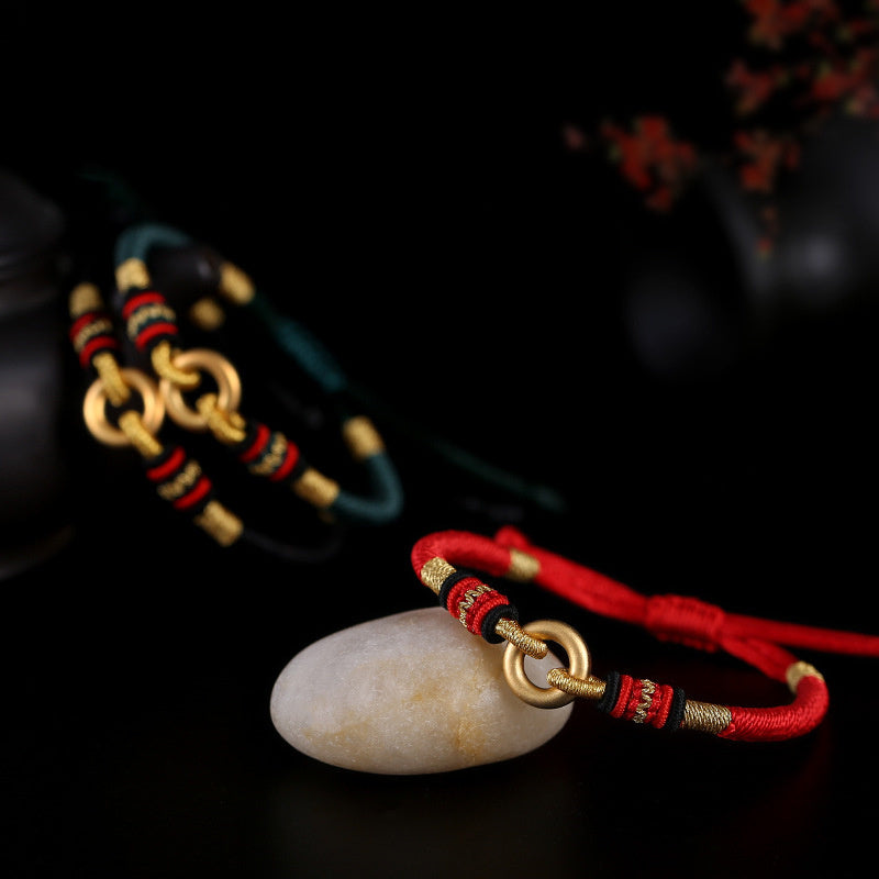 Bracelet Couple / Ami « Silva de Tibet » en Fil Rouge et Argent Pur