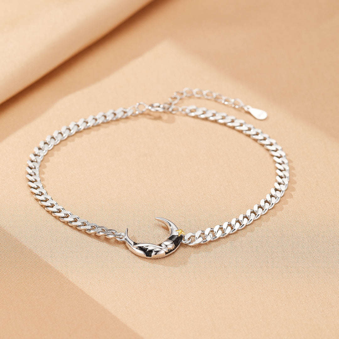 Bracelet Couple – Clair de Lune et Rose, Argent