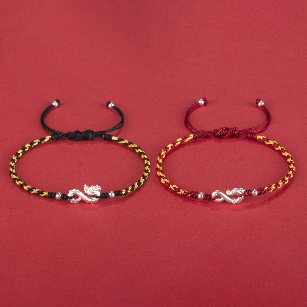 Bracelet Couple Dragon – Duo Passion, Argent 999