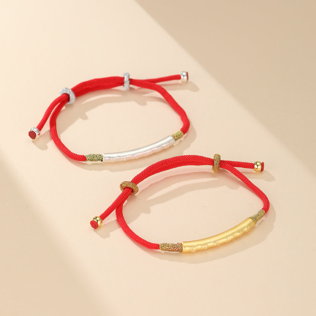 Couple Bracelet Red Thread Six Mantras – My Happiness, 999 Silver
