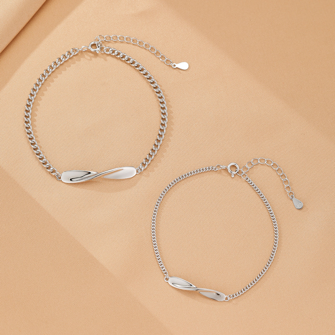 Bracelet Couple – Harmonie Liée, Argent