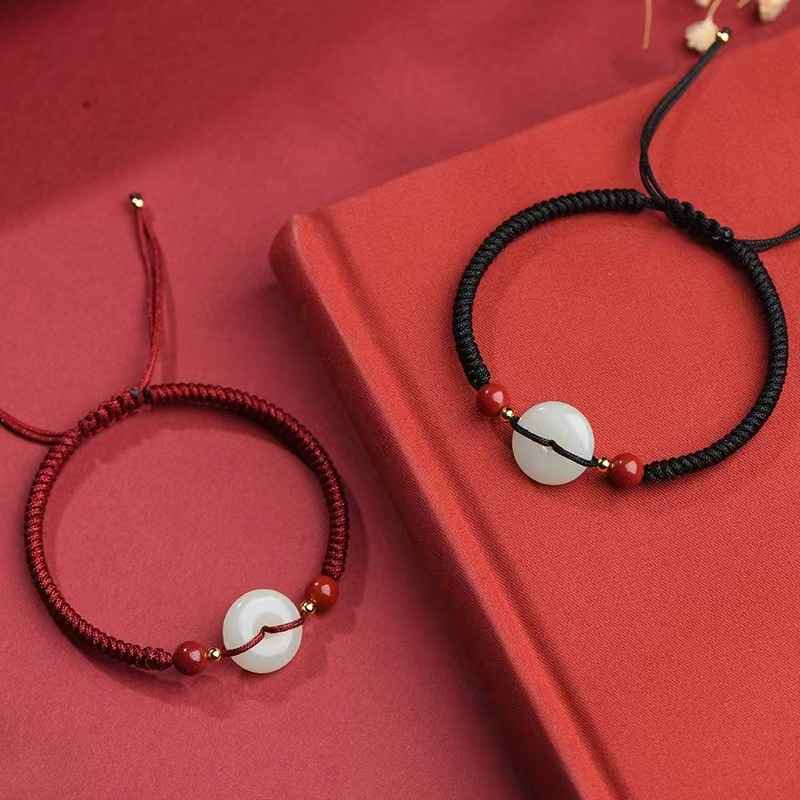 Bracelet Couple Jade – Bonbon, Fil Rouge