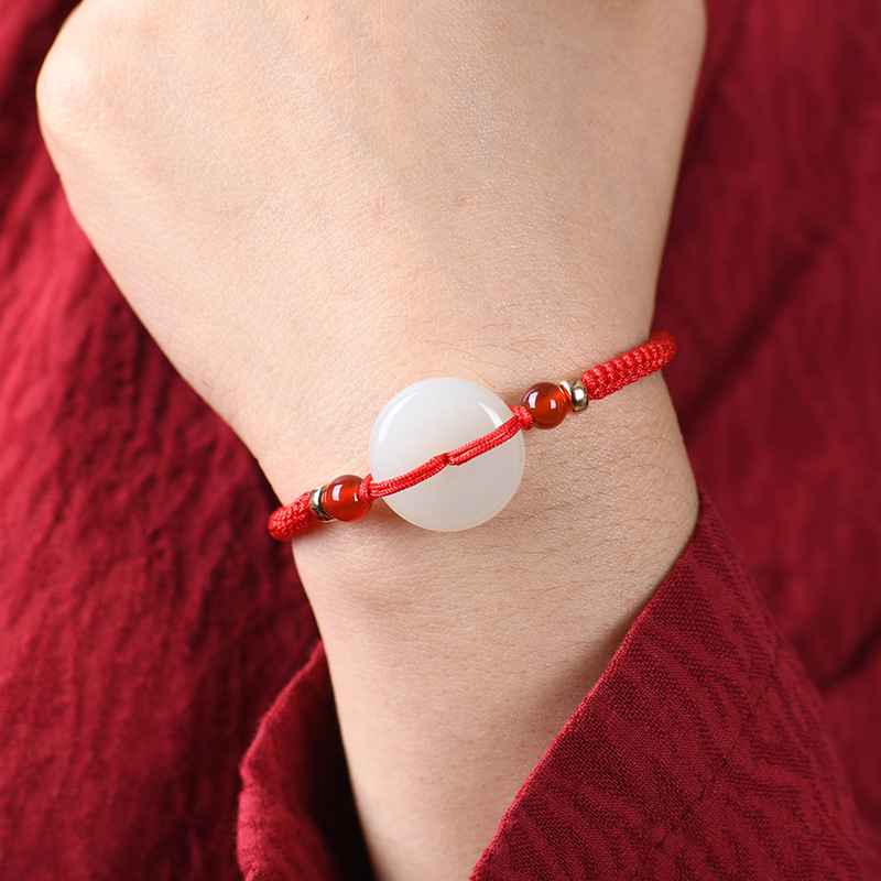 Bracelet Couple Jade – Bonbon, Fil Rouge