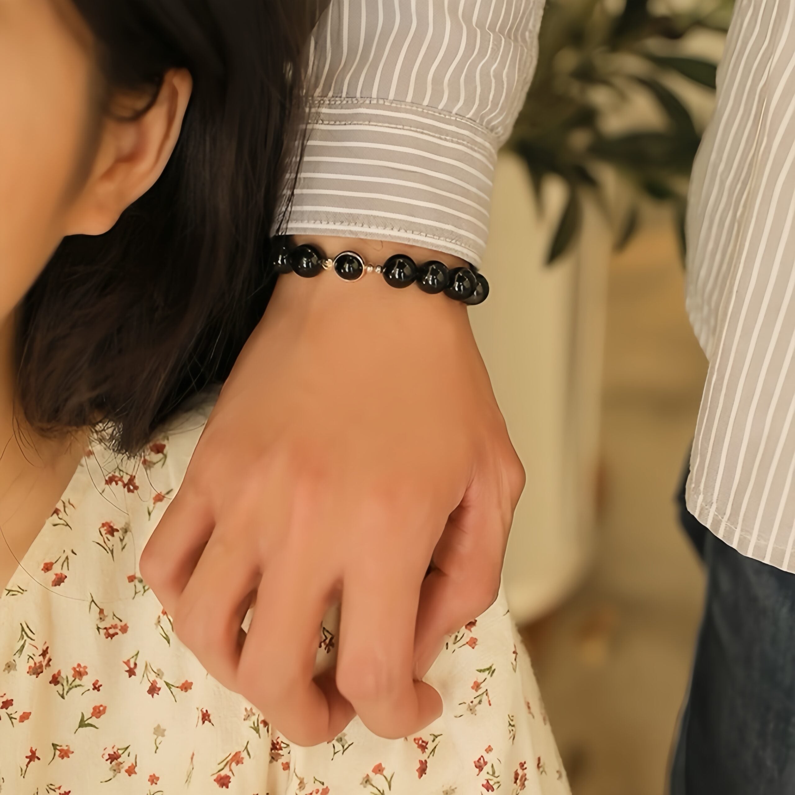 Bracelet Couple Lune et Etoile en Obsidienne – Union Cosmique