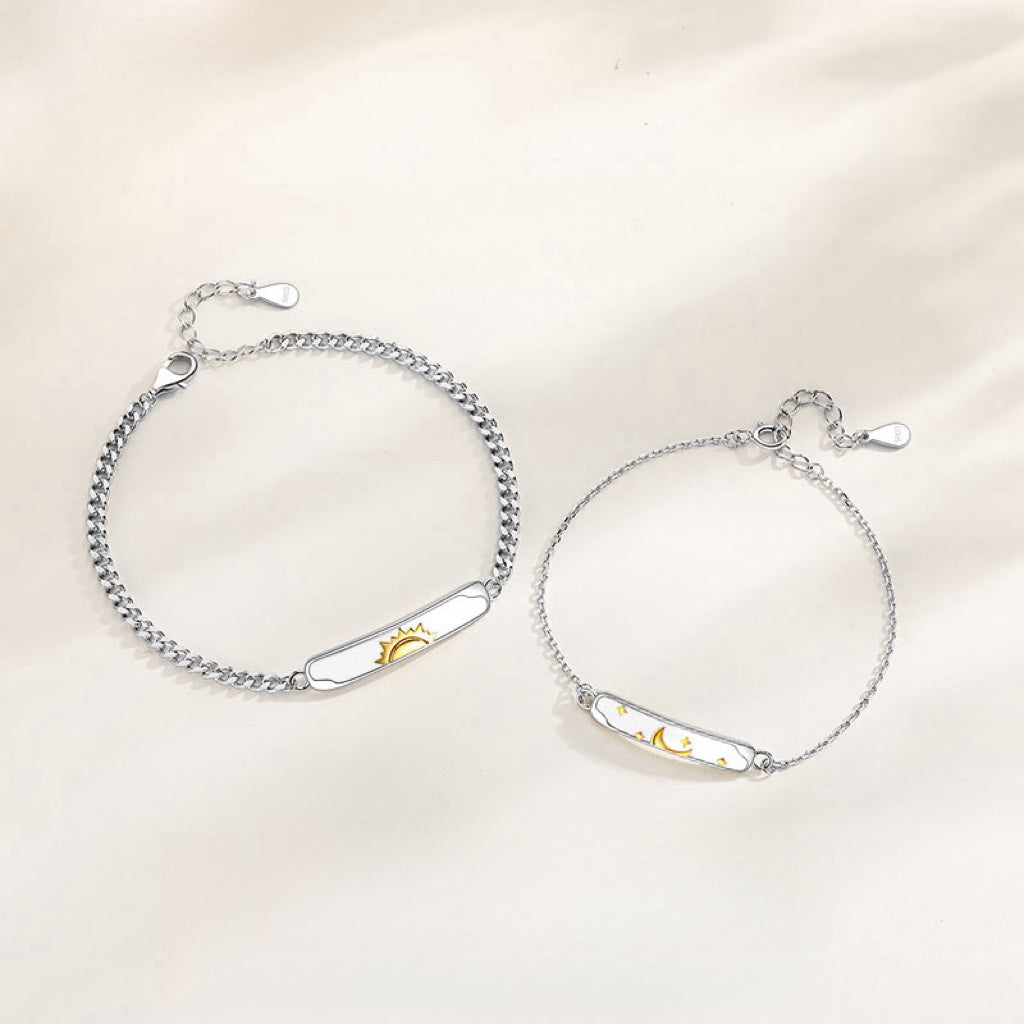 Bracelet Couple Lune et Soleil – Accord Astral, Argent 925